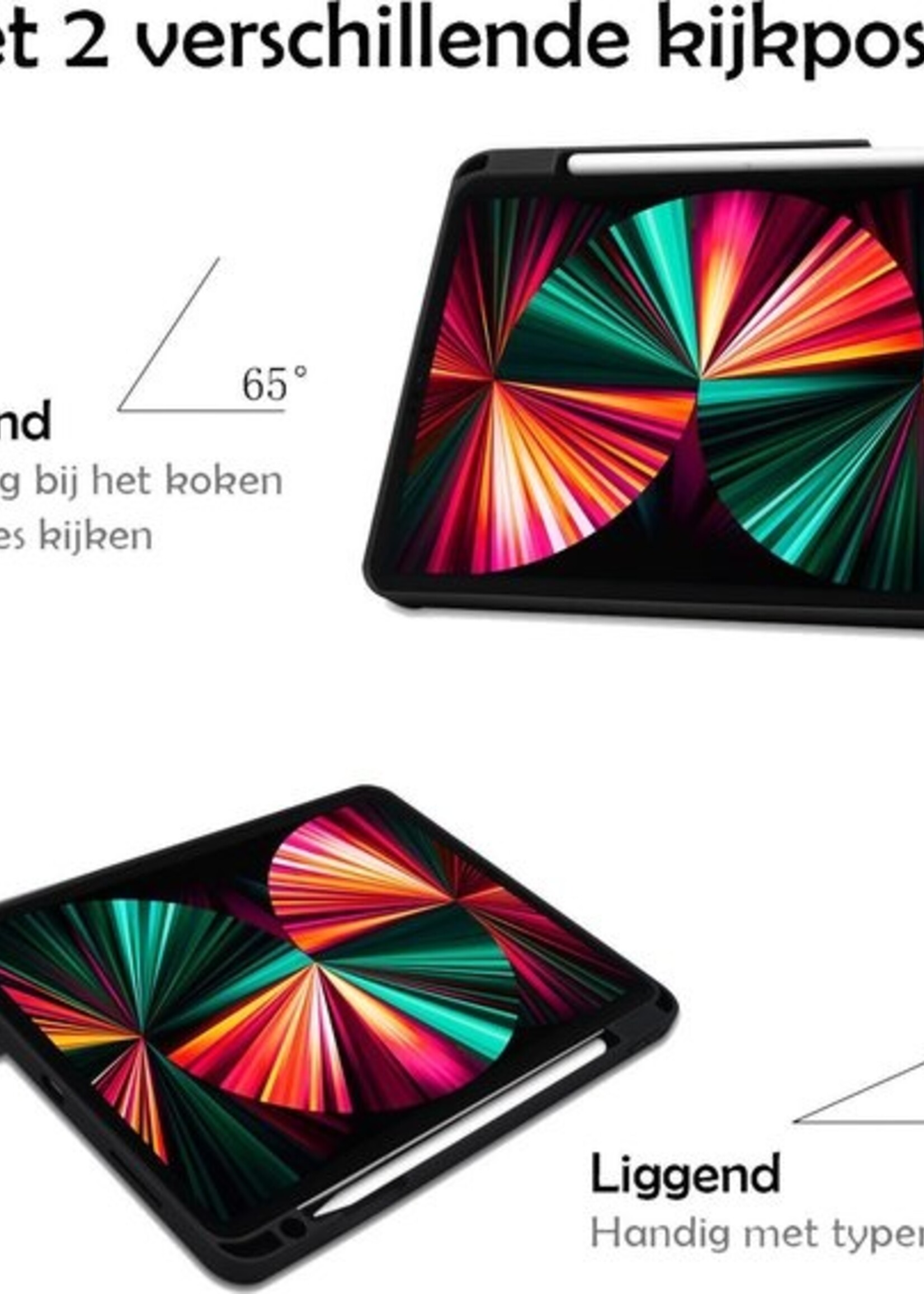 LUQ Hoes Geschikt voor iPad Pro 2021 (12,9 inch) Hoes Luxe Hoesje Case Met Uitsparing Geschikt voor Apple Pencil - Hoesje Geschikt voor iPad Pro 12,9 inch (2021) Hoes Cover - Donkergroen