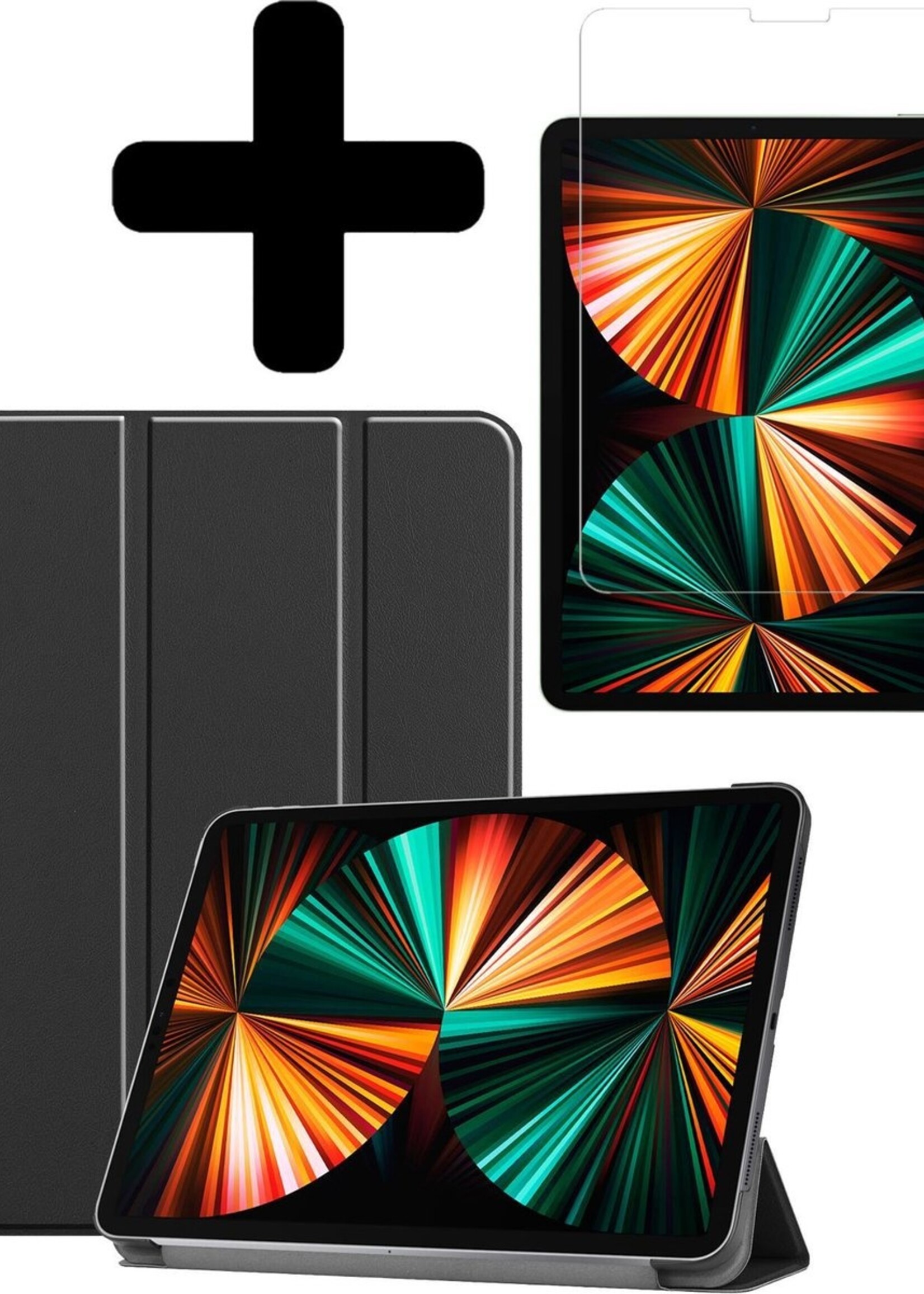 LUQ Hoes Geschikt voor iPad Pro 2021 (11 inch) Hoes Luxe Hoesje Book Case Met Screenprotector - Hoesje Geschikt voor iPad Pro 11 inch (2021) Hoes Cover - Zwart