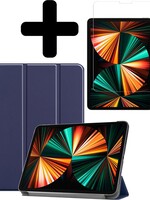 LUQ LUQ iPad Pro 11 inch (2021) Hoesje Met Screenprotector - Donkerblauw
