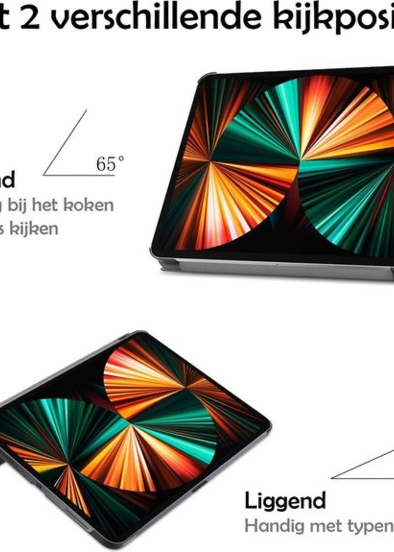 LUQ Hoes Geschikt voor iPad Pro 2021 (11 inch) Hoes Luxe Hoesje Book Case Met Screenprotector - Hoesje Geschikt voor iPad Pro 11 inch (2021) Hoes Cover - Donkerblauw