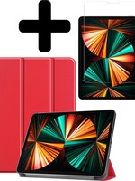 LUQ LUQ iPad Pro 11 inch (2021) Hoesje Met Screenprotector - Rood