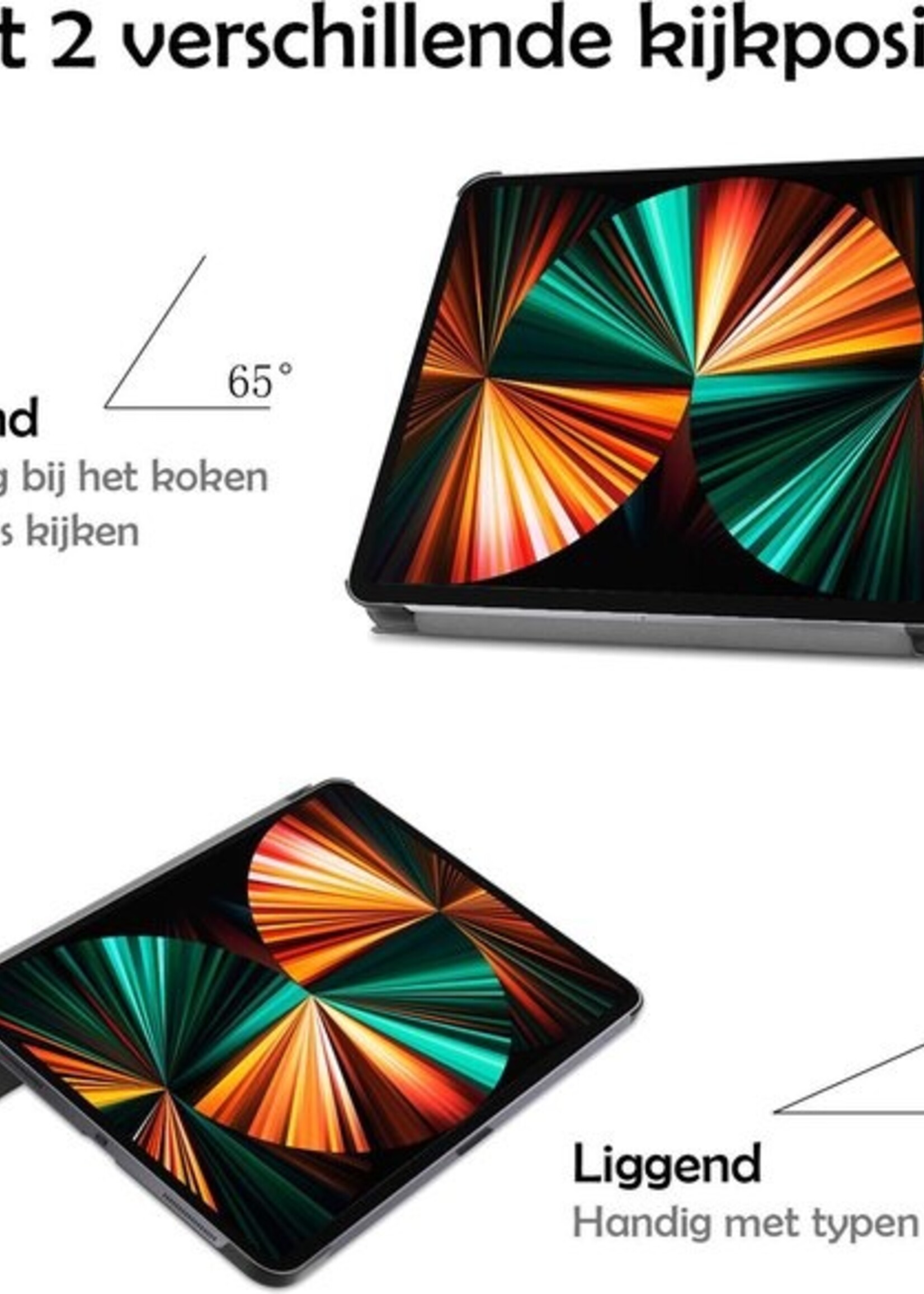 LUQ Hoes Geschikt voor iPad Pro 2021 (11 inch) Hoes Luxe Hoesje Book Case Met Screenprotector - Hoesje Geschikt voor iPad Pro 11 inch (2021) Hoes Cover - Grijs