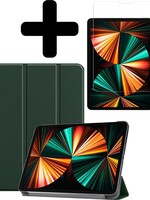 LUQ LUQ iPad Pro 11 inch (2021) Hoesje Met Screenprotector - Donkergroen