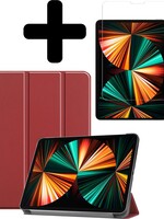 LUQ LUQ iPad Pro 11 inch (2021) Hoesje Met Screenprotector - Donkerrood