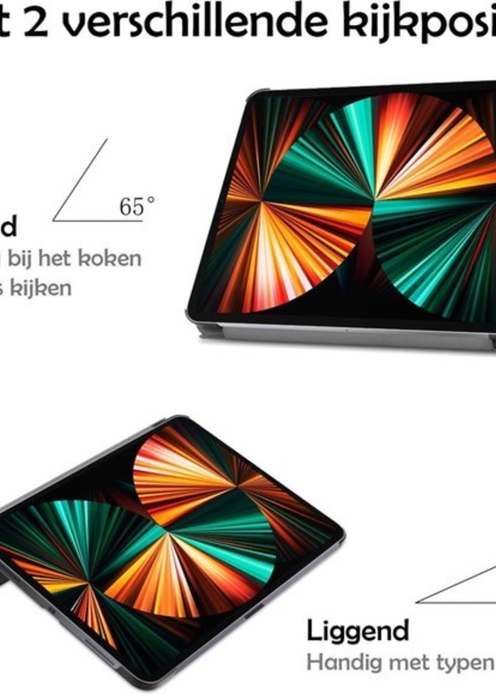 LUQ Hoes Geschikt voor iPad Pro 2021 (11 inch) Hoes Luxe Hoesje Book Case Met Screenprotector - Hoesje Geschikt voor iPad Pro 11 inch (2021) Hoes Cover - Donkerrood