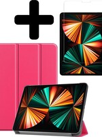 LUQ LUQ iPad Pro 11 inch (2021) Hoesje Met Screenprotector - Donkerroze