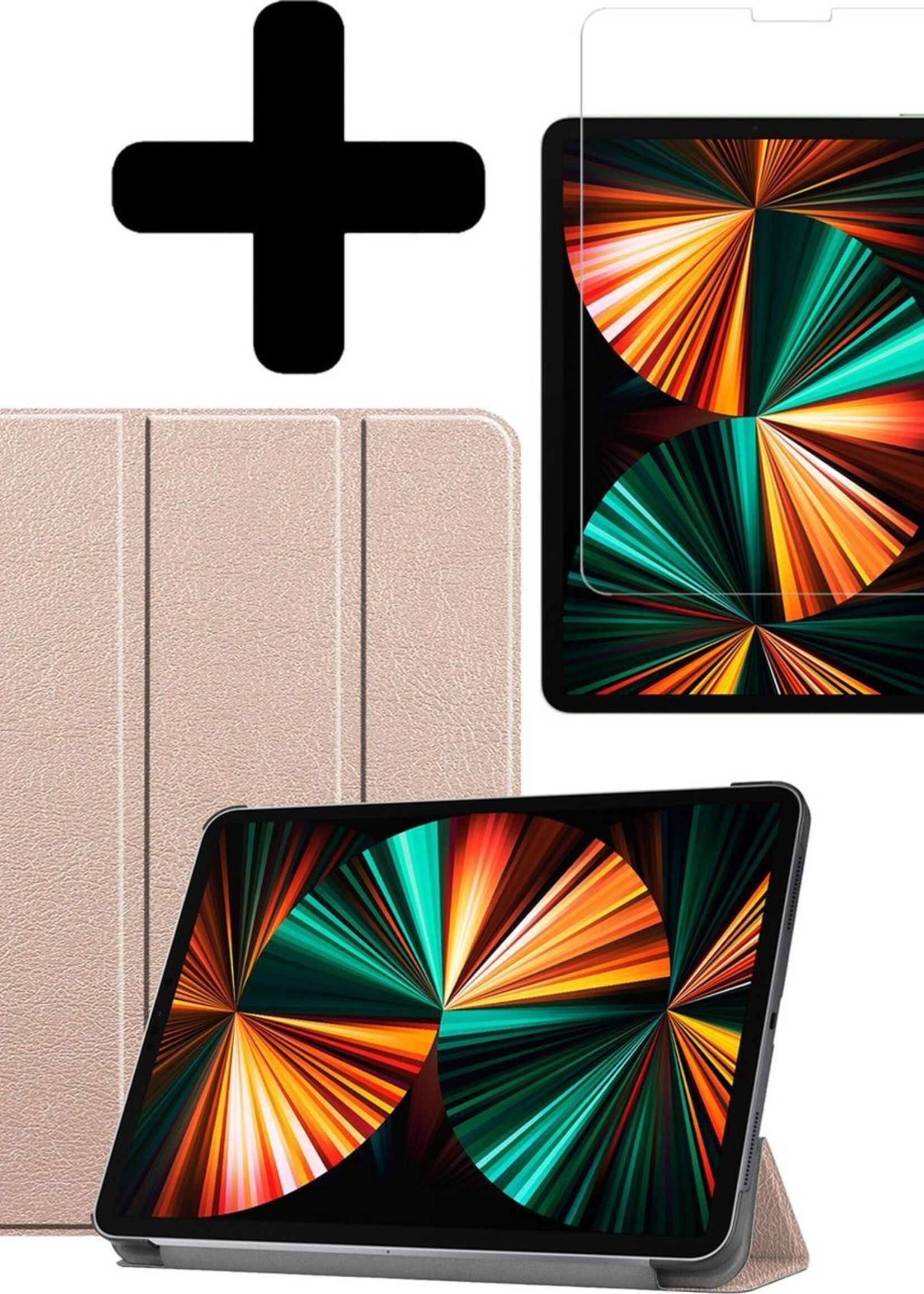 LUQ Hoes Geschikt voor iPad Pro 2021 (11 inch) Hoes Luxe Hoesje Book Case Met Screenprotector - Hoesje Geschikt voor iPad Pro 11 inch (2021) Hoes Cover - Goud