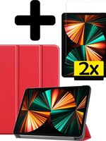 LUQ LUQ iPad Pro 11 inch (2021) Hoesje Met 2x Screenprotector - Rood