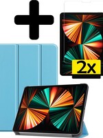 LUQ LUQ iPad Pro 11 inch (2021) Hoesje Met 2x Screenprotector - Lichtblauw