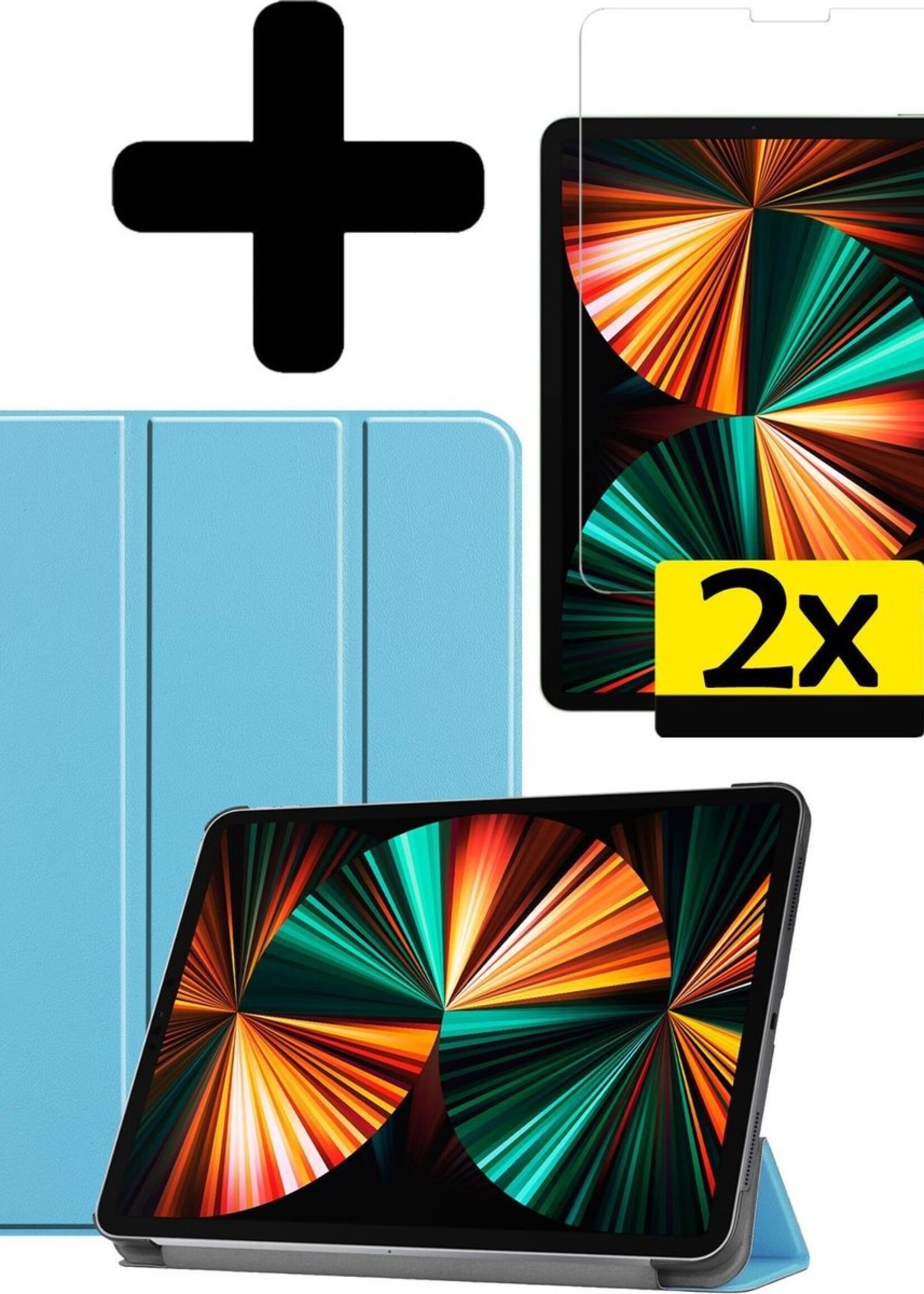 LUQ Hoes Geschikt voor iPad Pro 2021 (11 inch) Hoes Luxe Hoesje Book Case Met Screenprotector - Hoesje Geschikt voor iPad Pro 11 inch (2021) Hoes Cover - Lichtblauw
