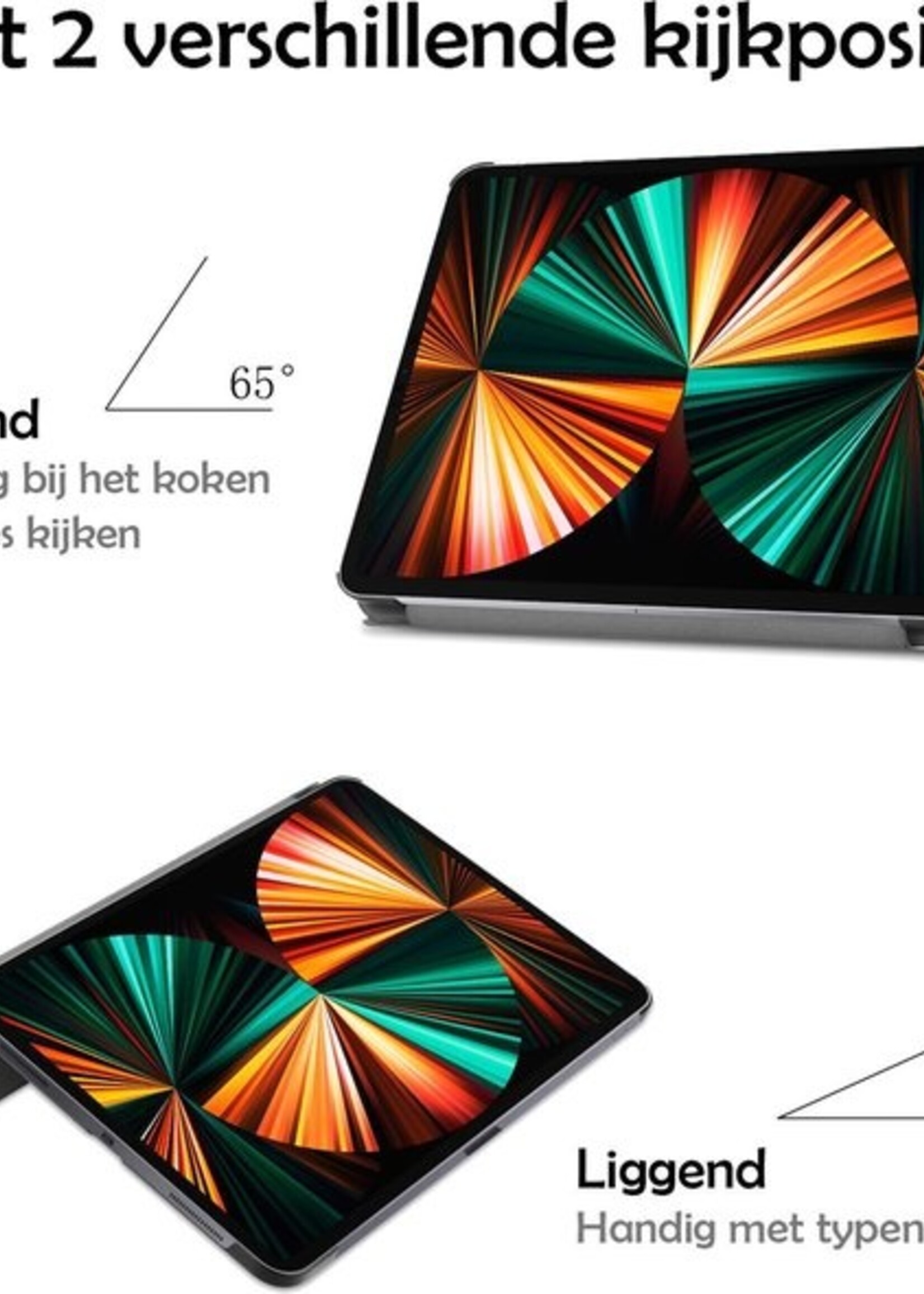 LUQ Hoes Geschikt voor iPad Pro 2021 (11 inch) Hoes Luxe Hoesje Book Case Met Screenprotector - Hoesje Geschikt voor iPad Pro 11 inch (2021) Hoes Cover - Wit