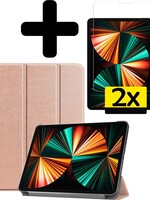 LUQ LUQ iPad Pro 11 inch (2021) Hoesje Met 2x Screenprotector - Rose Goud