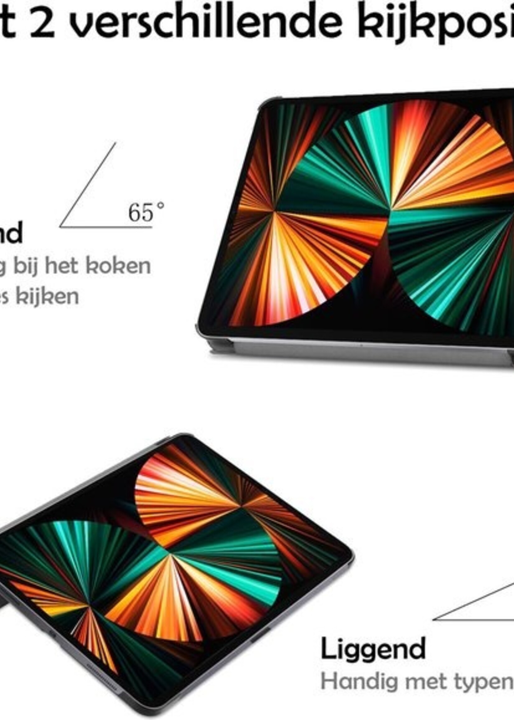 LUQ Hoes Geschikt voor iPad Pro 2021 (11 inch) Hoes Luxe Hoesje Book Case Met Screenprotector - Hoesje Geschikt voor iPad Pro 11 inch (2021) Hoes Cover - Donkerroze