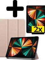 LUQ LUQ iPad Pro 11 inch (2021) Hoesje Met 2x Screenprotector - Goud