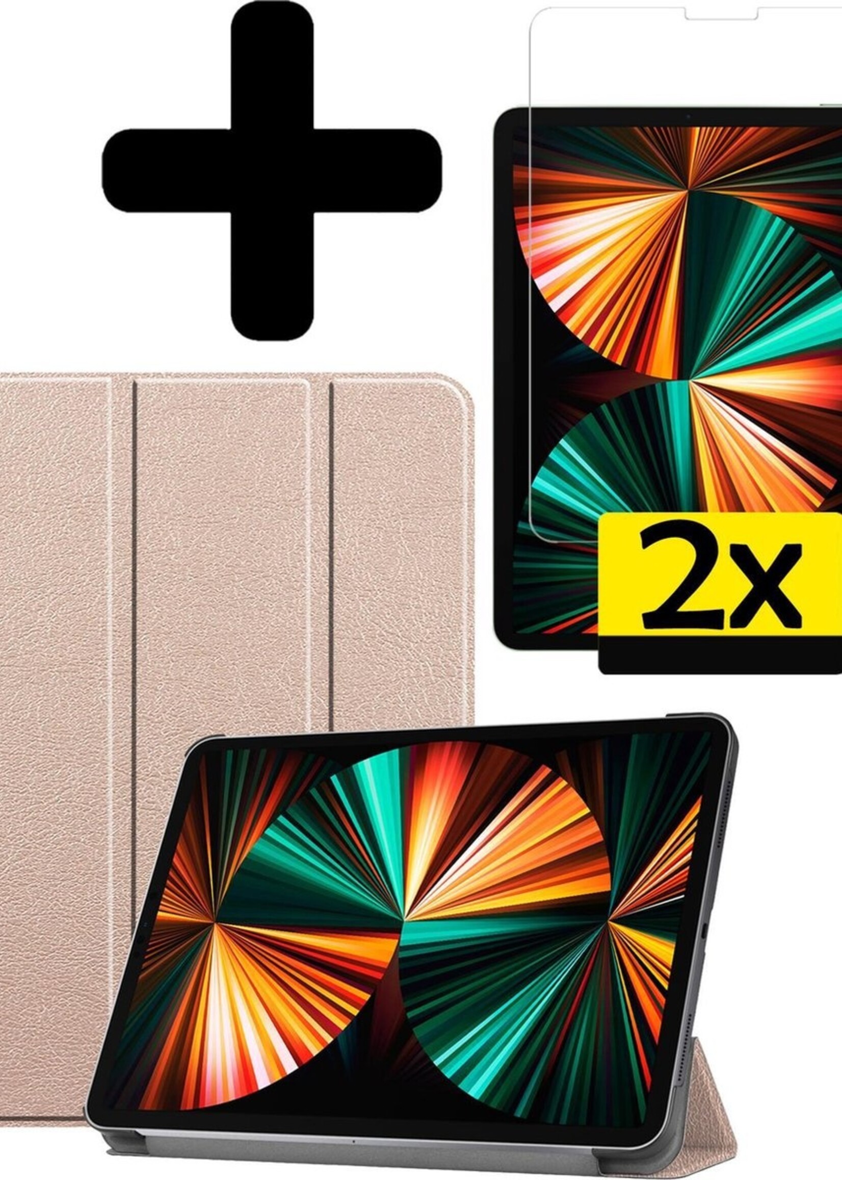 LUQ Hoes Geschikt voor iPad Pro 2021 (11 inch) Hoes Luxe Hoesje Book Case Met Screenprotector - Hoesje Geschikt voor iPad Pro 11 inch (2021) Hoes Cover - Goud