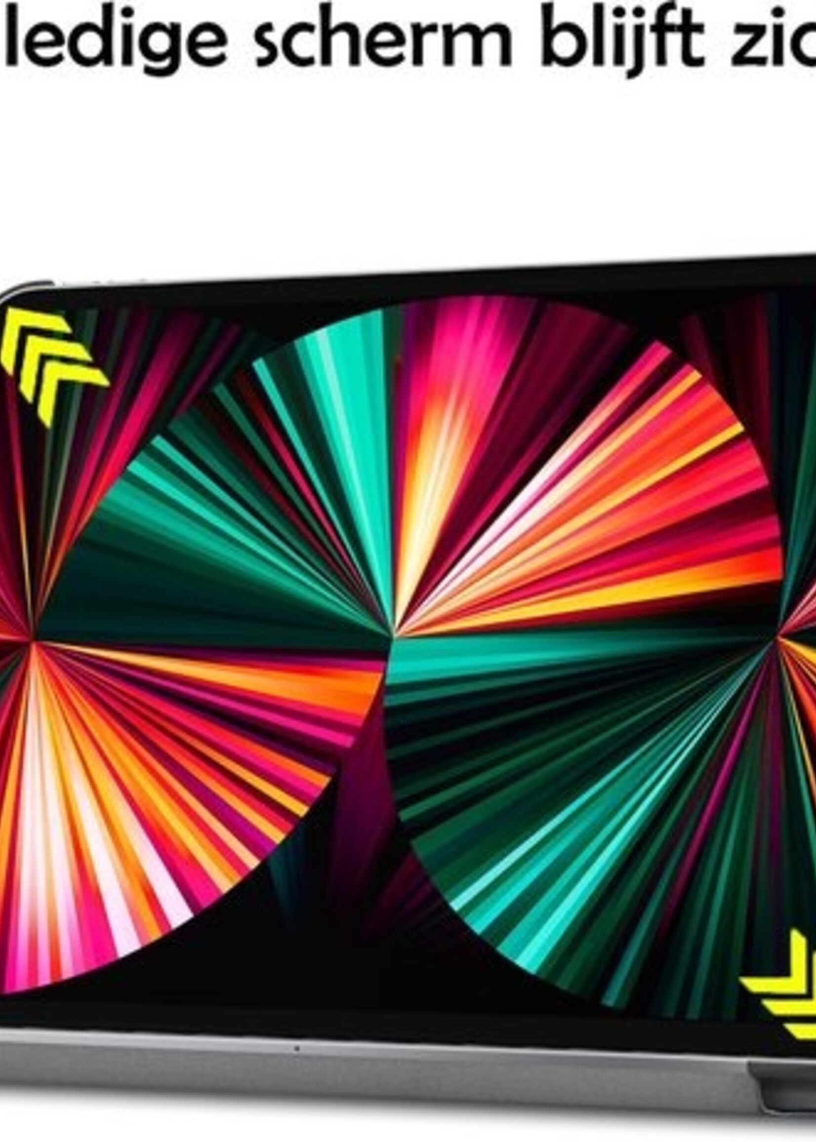 LUQ Hoes Geschikt voor iPad Pro 2021 (12,9 inch) Hoes Luxe Hoesje Book Case Met Screenprotector - Hoesje Geschikt voor iPad Pro 12,9 inch (2021) Hoes Cover - Donkerblauw