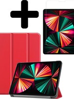 LUQ LUQ iPad Pro 12.9 inch (2021) Hoesje Met Screenprotector - Rood