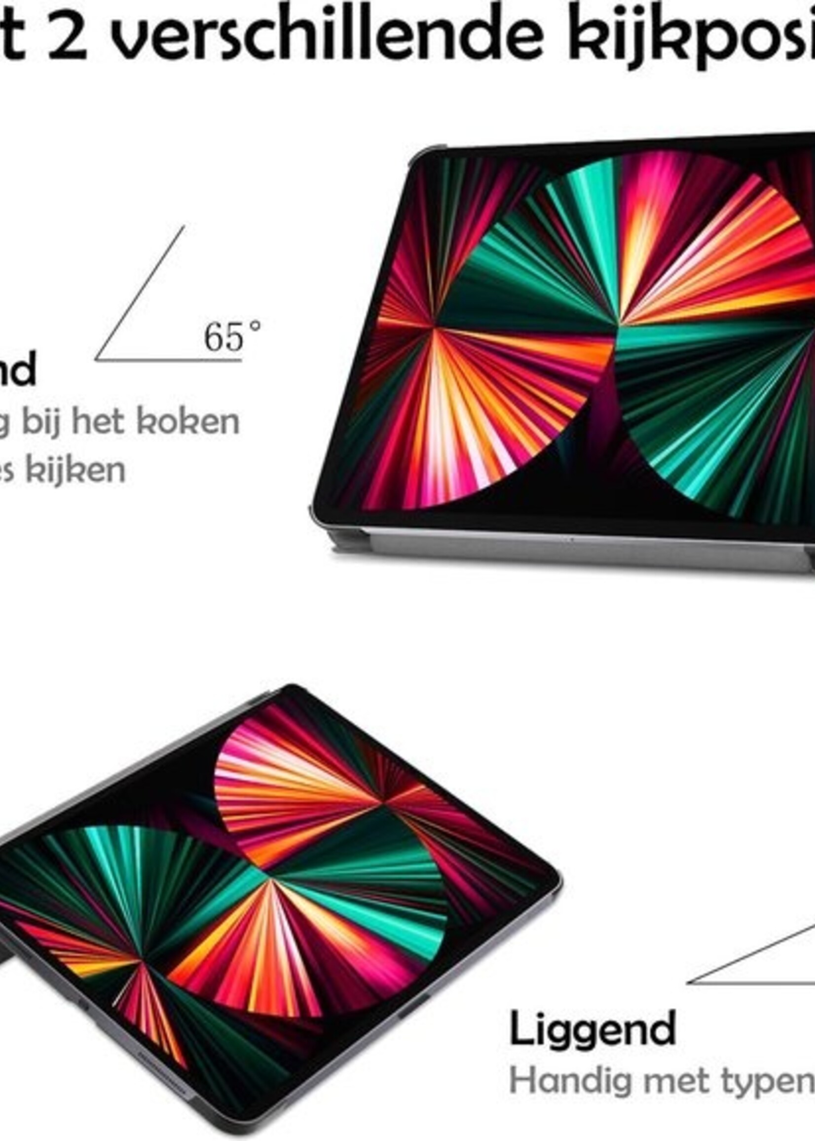 LUQ Hoes Geschikt voor iPad Pro 2021 (12,9 inch) Hoes Luxe Hoesje Book Case Met Screenprotector - Hoesje Geschikt voor iPad Pro 12,9 inch (2021) Hoes Cover - Rood