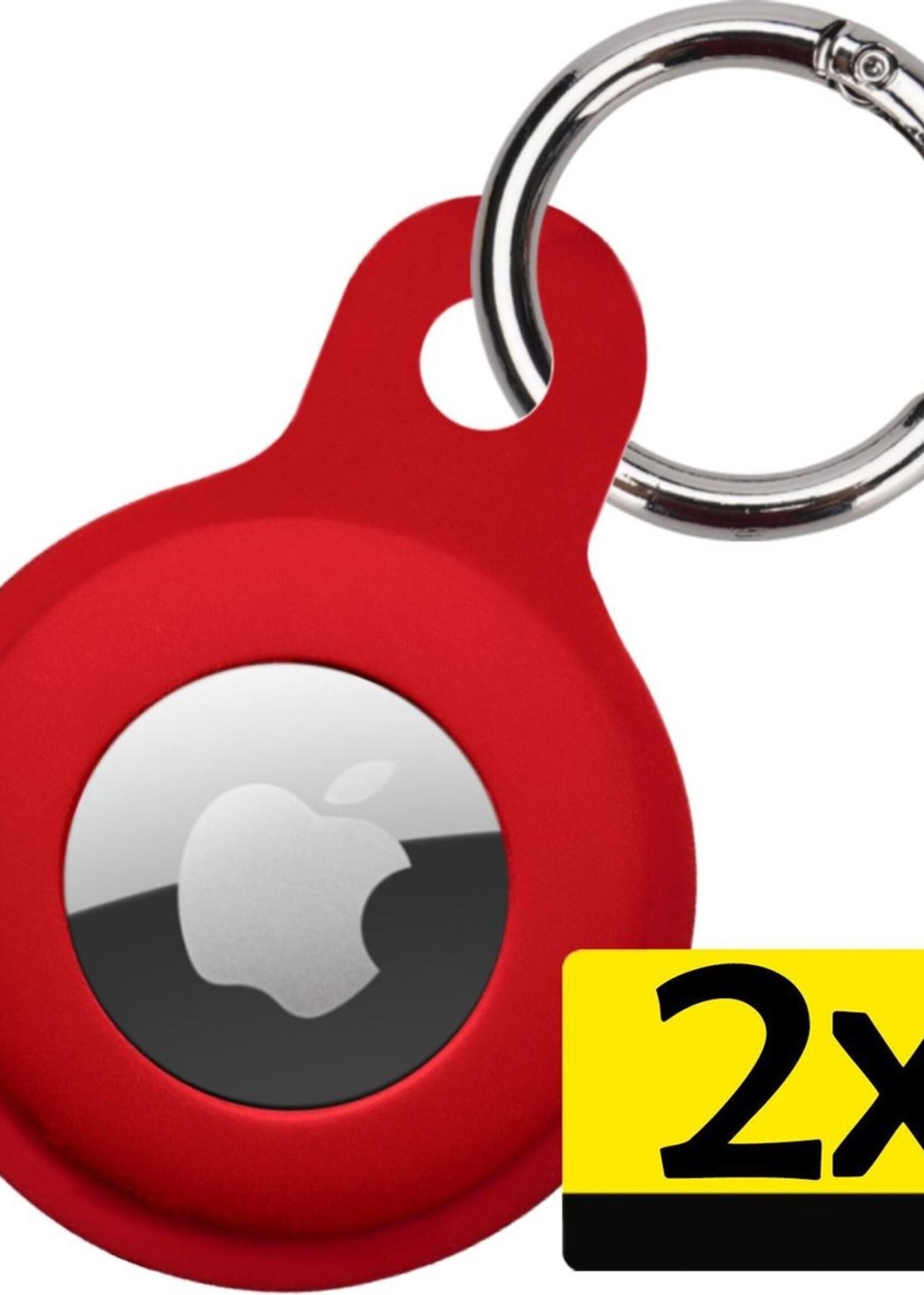 LUQ Hoesje Geschikt voor Apple AirTag Hoesje Sleutelhanger Houder - Siliconen Hoesje Geschikt voor Apple AirTag Hoesje - Donkerrood - 2 Stuks