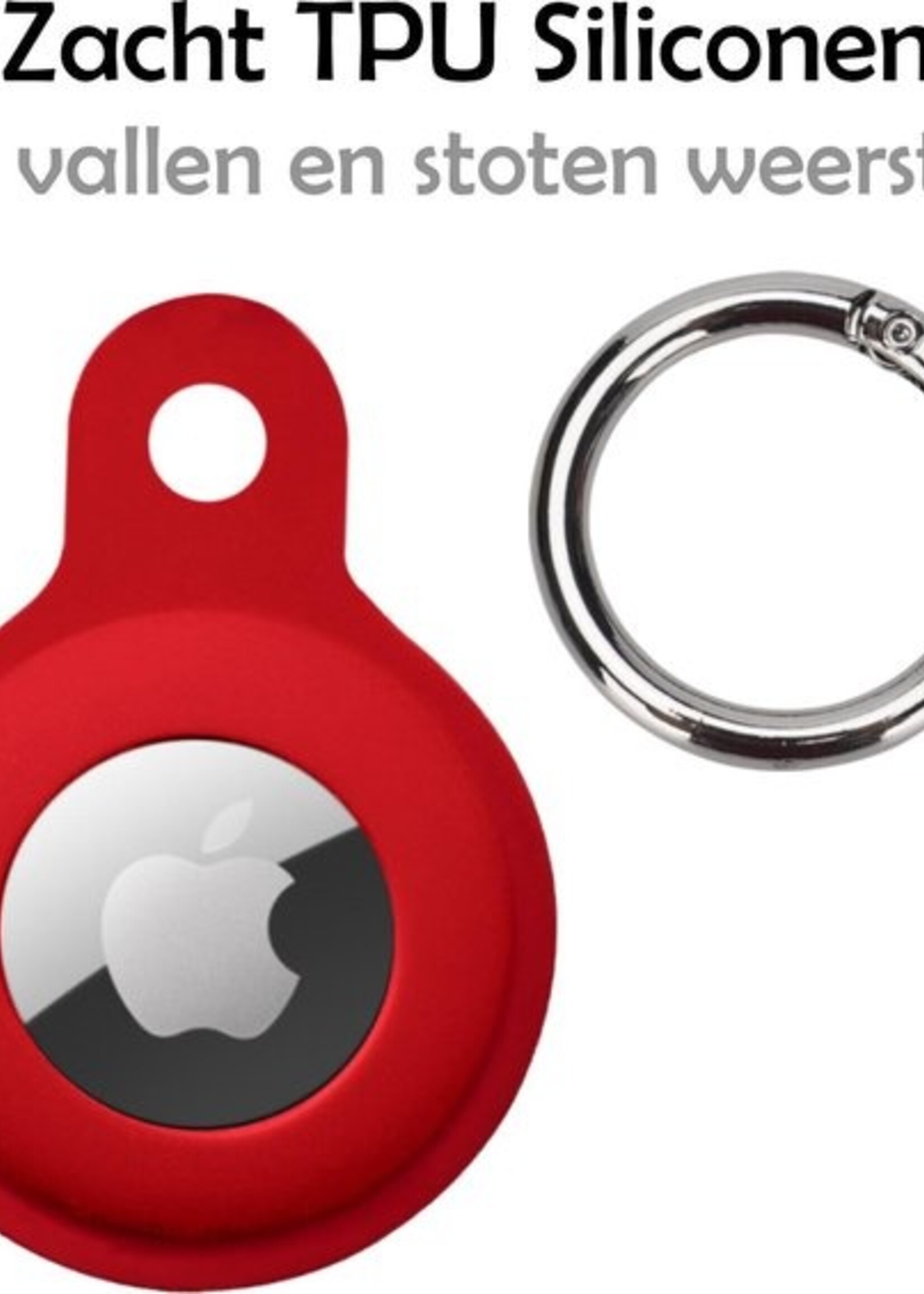 LUQ Hoesje Geschikt voor Apple AirTag Hoesje Sleutelhanger Houder - Siliconen Hoesje Geschikt voor Apple AirTag Hoesje - Donkerrood - 2 Stuks