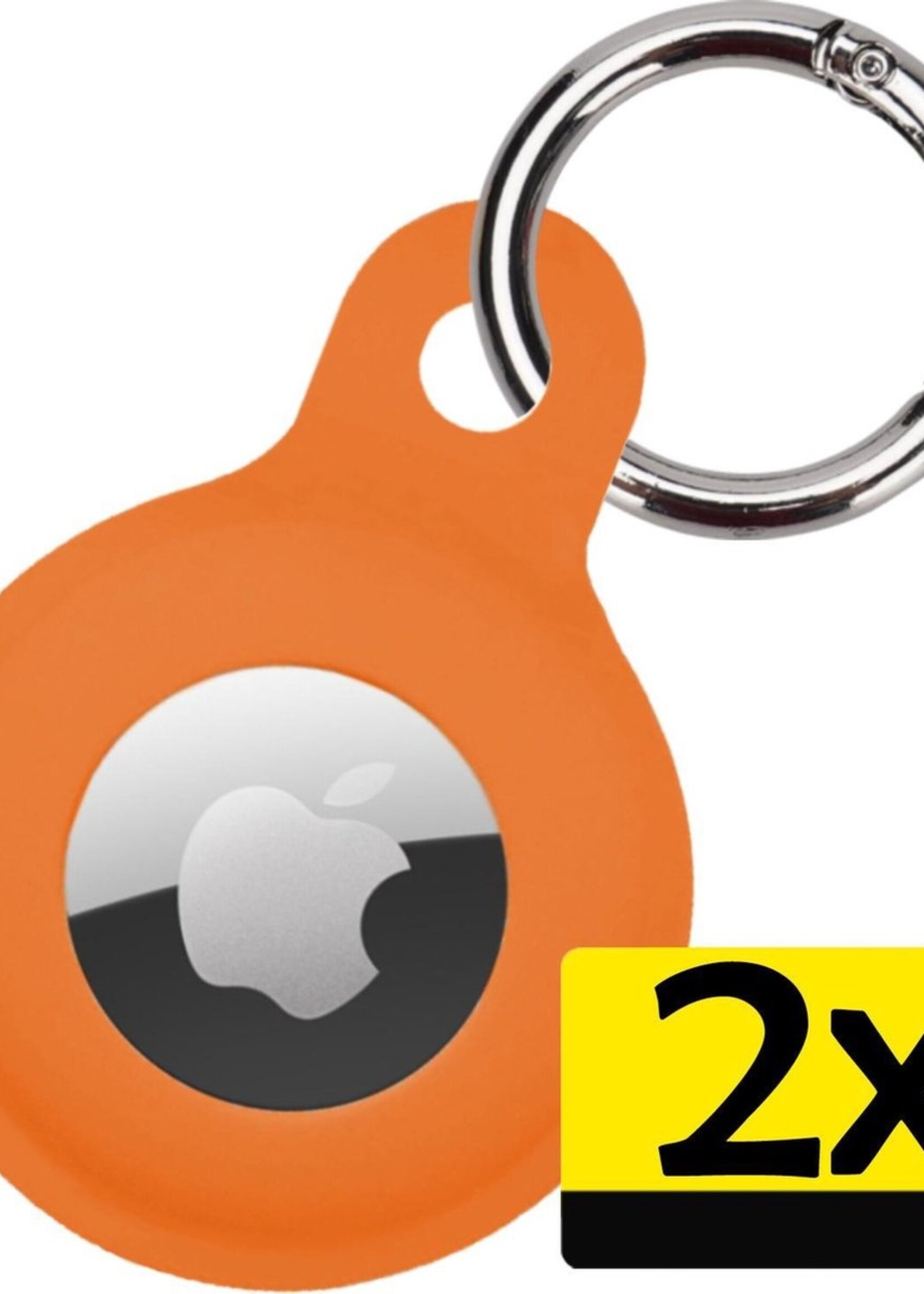 LUQ Hoesje Geschikt voor Apple AirTag Hoesje Sleutelhanger Houder - Siliconen Hoesje Geschikt voor Apple AirTag Hoesje - Oranje - 2 Stuks