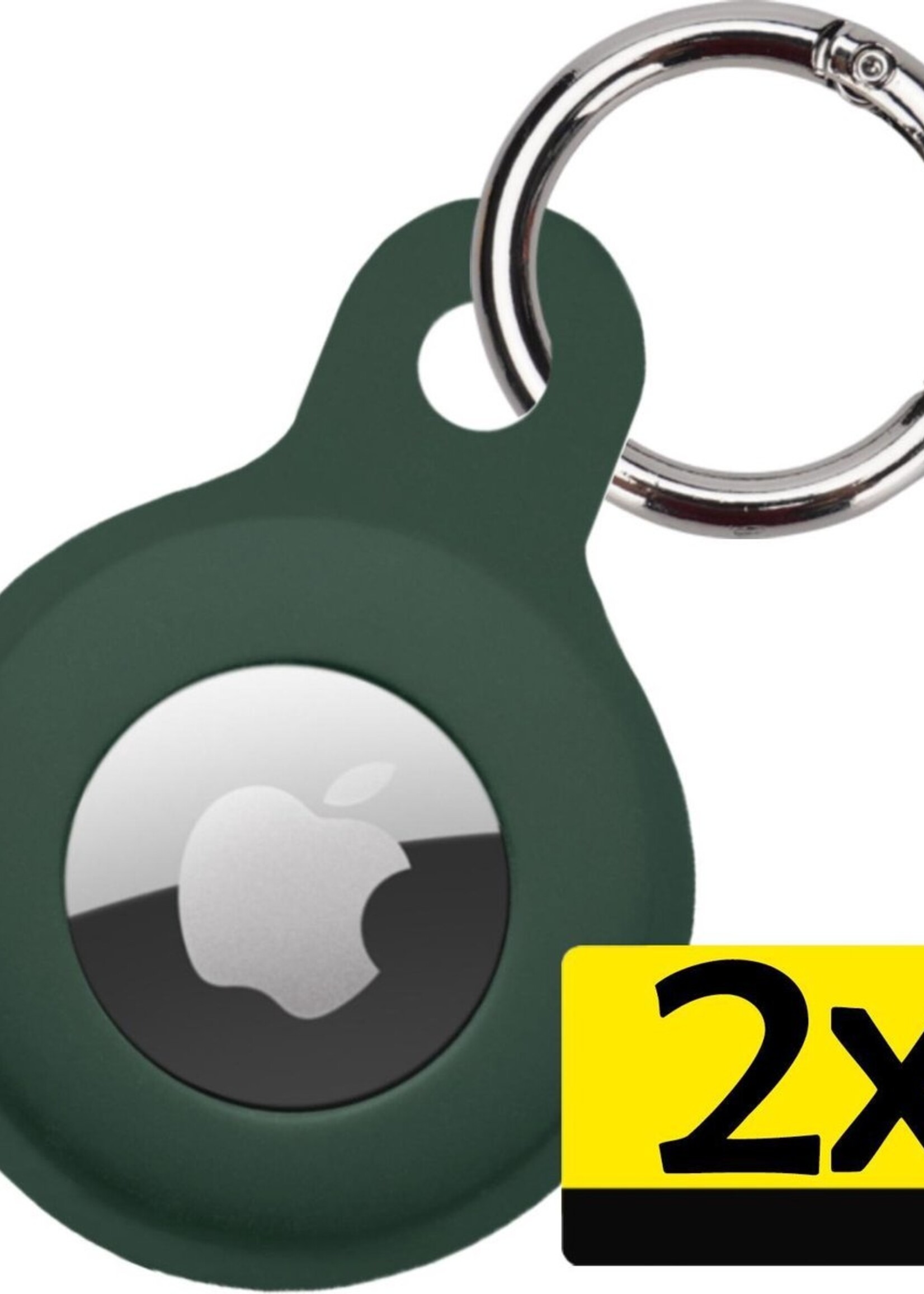 LUQ Hoesje Geschikt voor Apple AirTag Hoesje Sleutelhanger Houder - Siliconen Hoesje Geschikt voor Apple AirTag Hoesje - Donkergroen - 2 Stuks