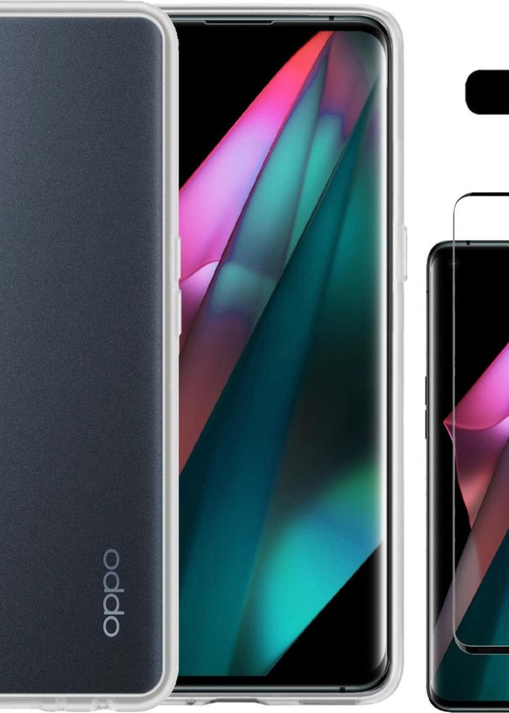 LUQ Hoesje Geschikt voor OPPO Find X3 Neo 5G Hoesje Siliconen Case Met Screenprotector - Hoes Geschikt voor OPPO X3 Neo 5G Hoes Siliconen - Transparant