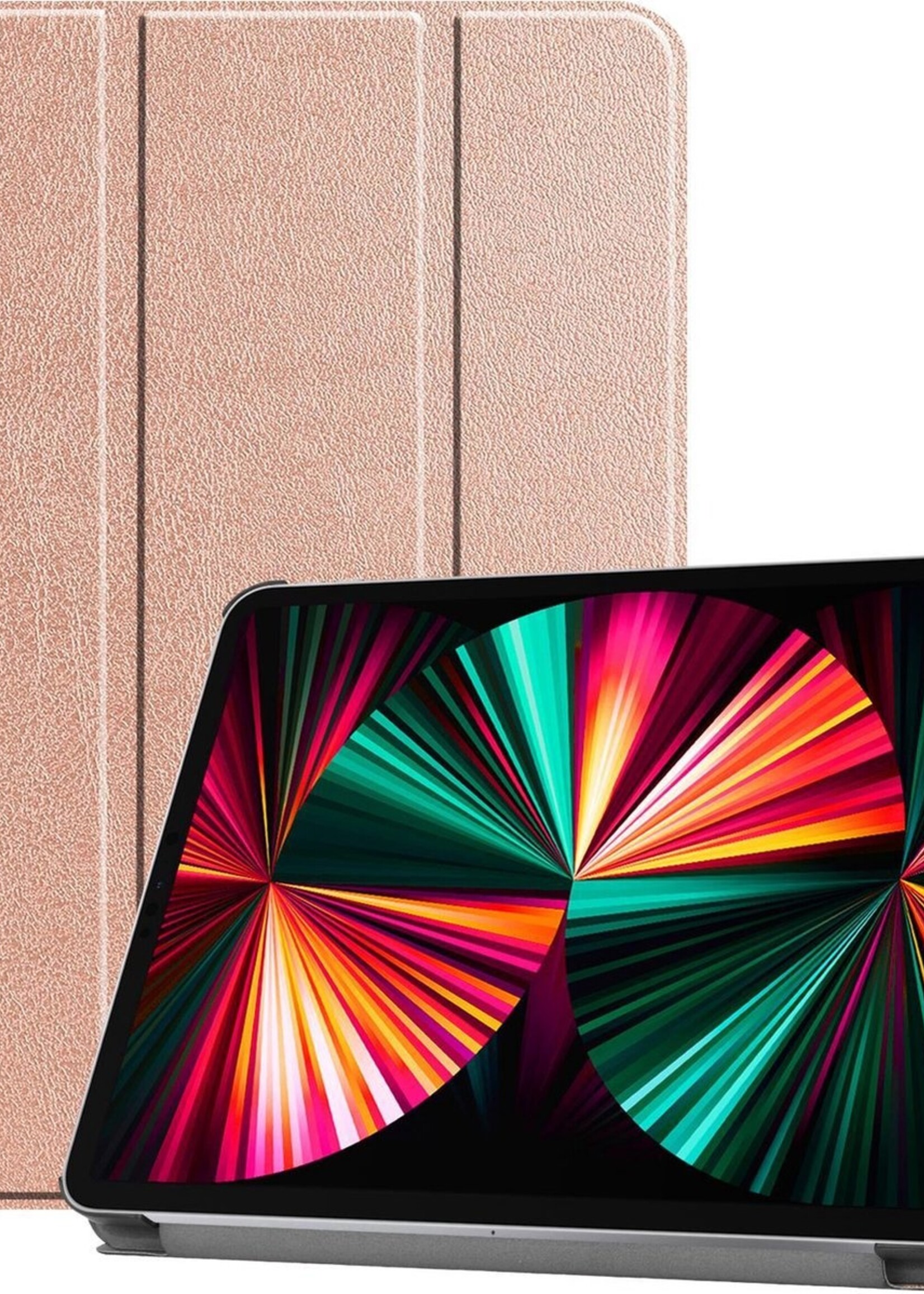 LUQ Hoes Geschikt voor iPad Pro 2021 (12,9 inch) Hoes Luxe Hoesje Book Case - Hoesje Geschikt voor iPad Pro 12,9 inch (2021) Hoes Cover - Rosé goud