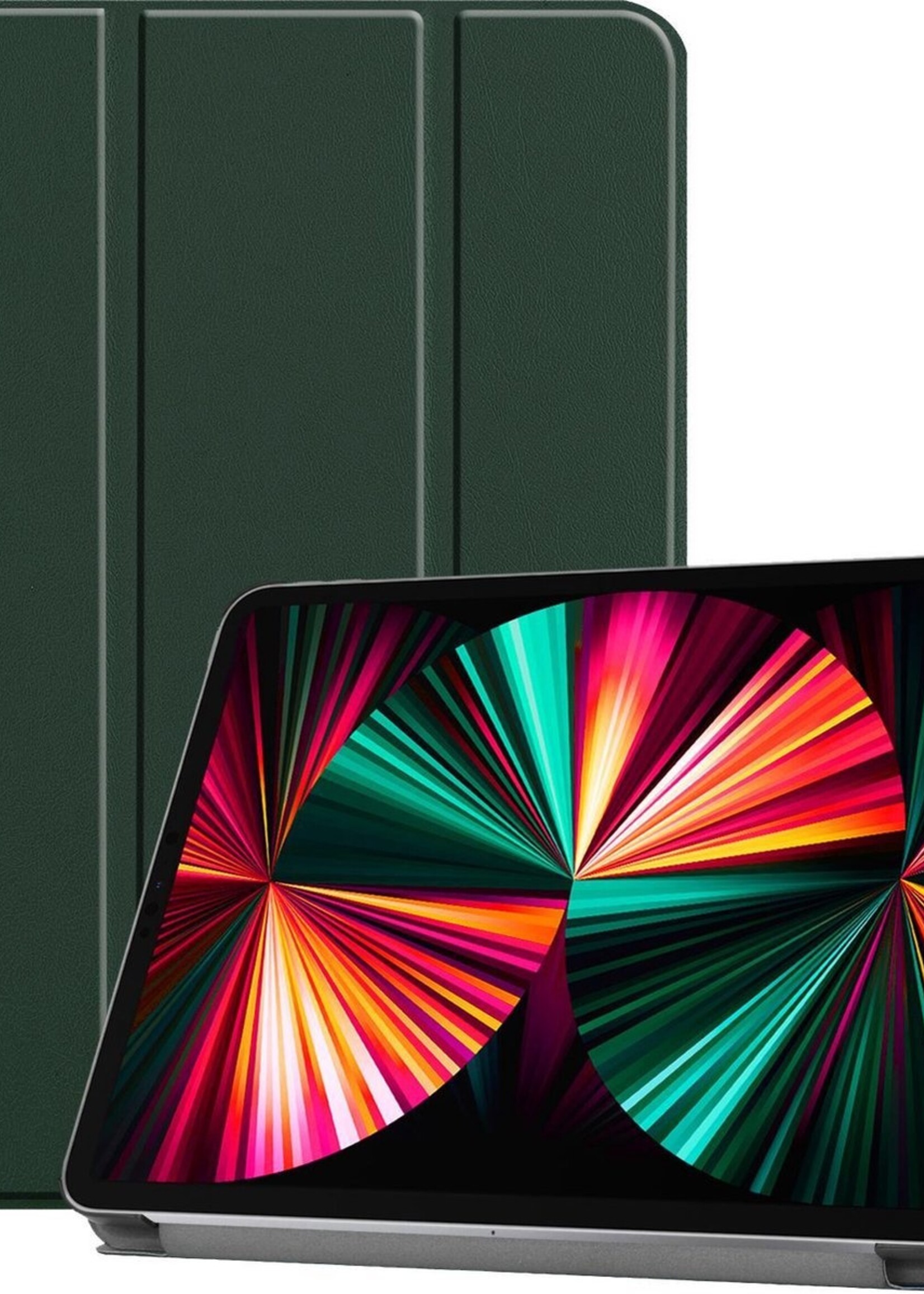 LUQ Hoes Geschikt voor iPad Pro 2021 (12,9 inch) Hoes Luxe Hoesje Book Case - Hoesje Geschikt voor iPad Pro 12,9 inch (2021) Hoes Cover - Donkergroen