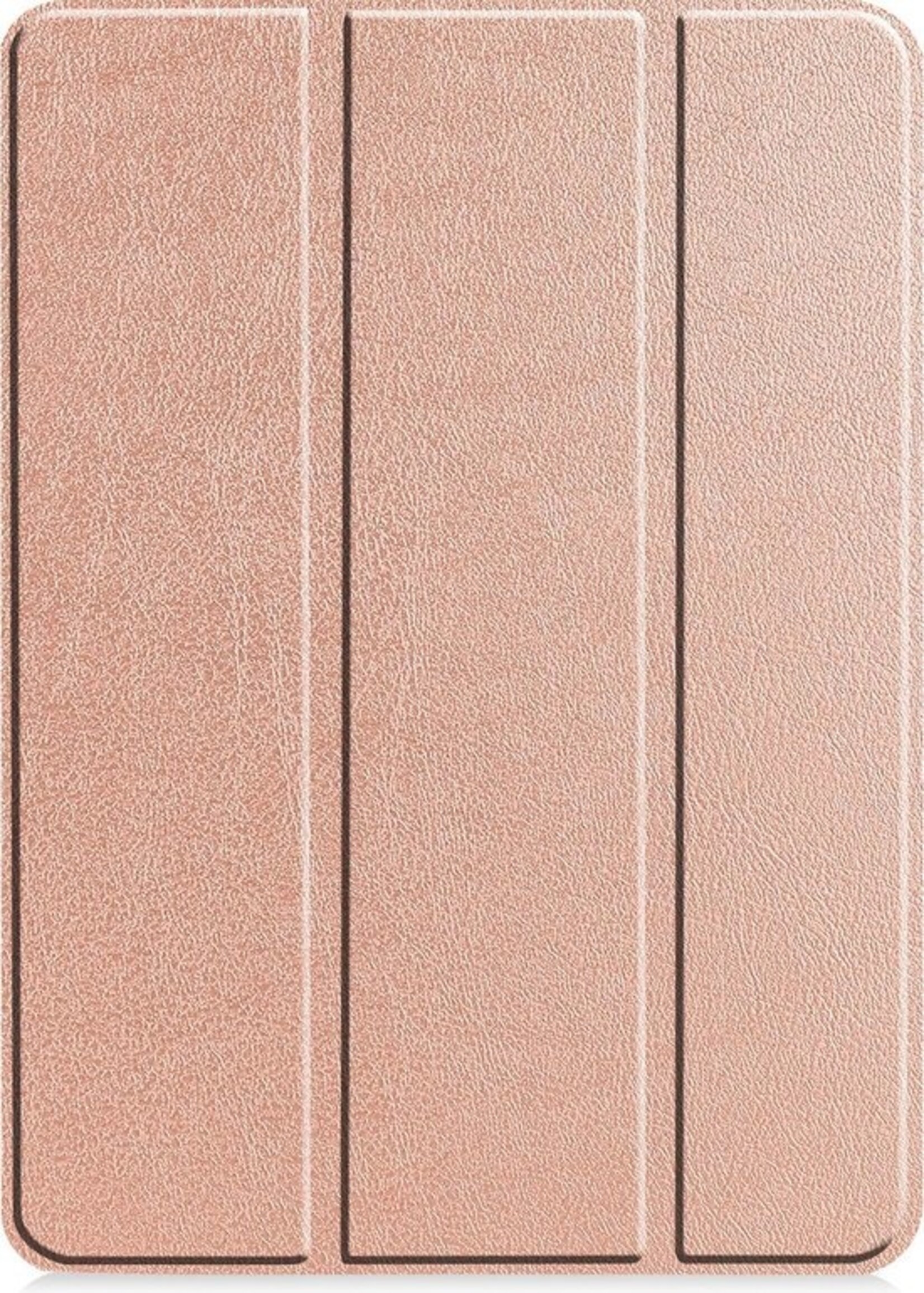 LUQ Hoes Geschikt voor iPad Pro 2021 (12,9 inch) Hoes Luxe Hoesje Book Case Met Screenprotector - Hoesje Geschikt voor iPad Pro 12,9 inch (2021) Hoes Cover - Rosé goud