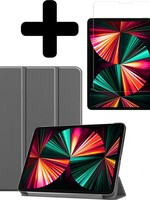 LUQ LUQ iPad Pro 12.9 inch (2021) Hoesje Met Screenprotector - Grijs
