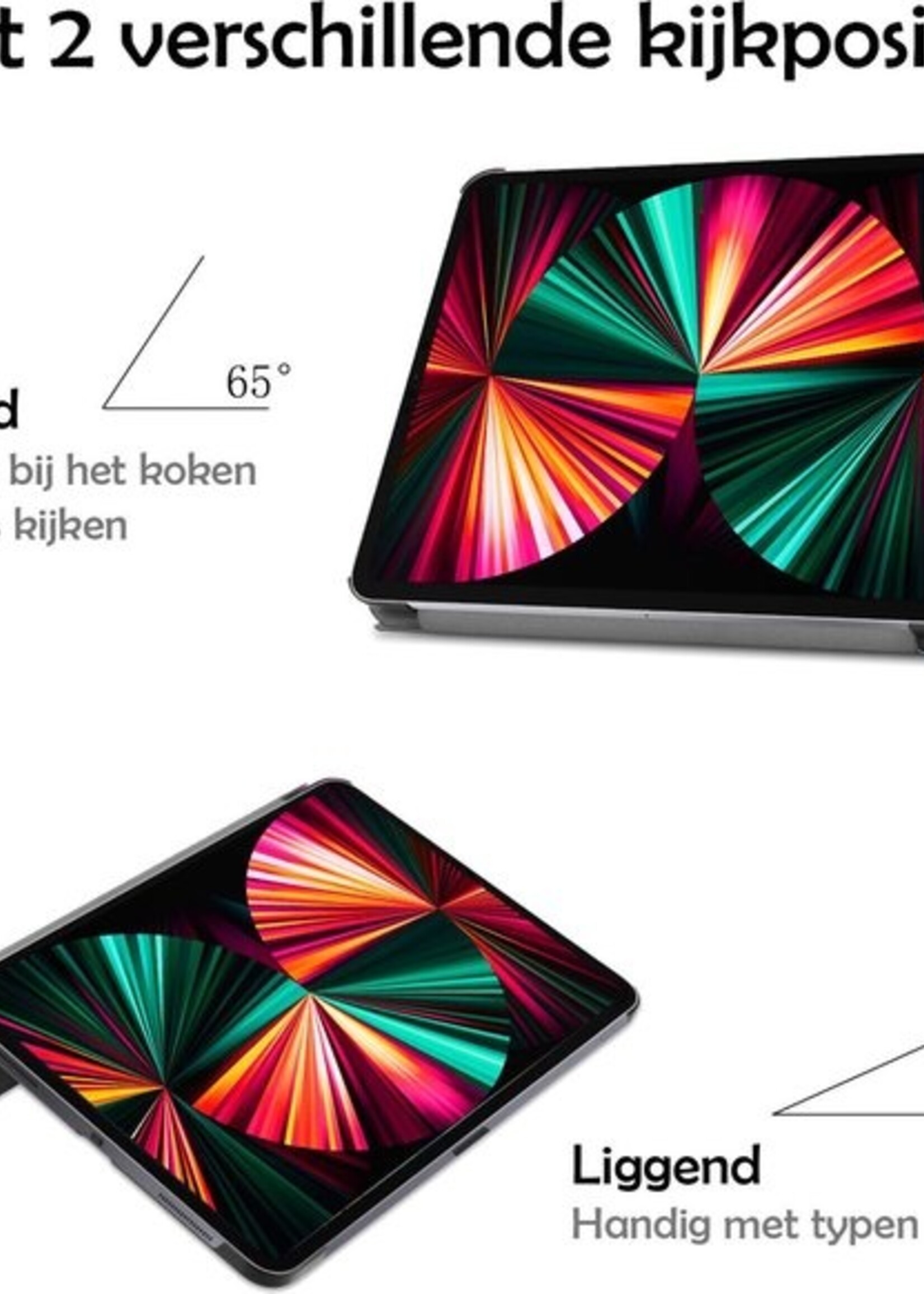 LUQ Hoes Geschikt voor iPad Pro 2021 (12,9 inch) Hoes Luxe Hoesje Book Case Met Screenprotector - Hoesje Geschikt voor iPad Pro 12,9 inch (2021) Hoes Cover - Donkergroen