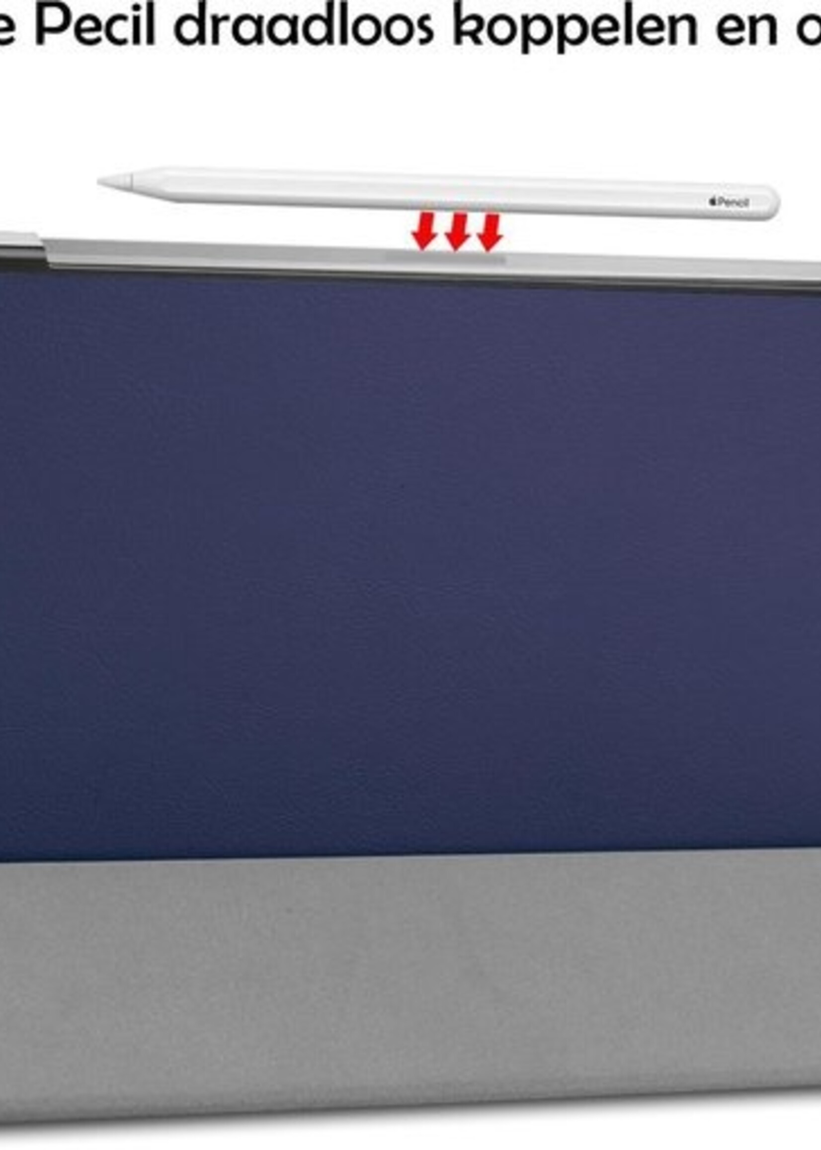 LUQ Hoes Geschikt voor iPad Pro 2021 (12,9 inch) Hoes Luxe Hoesje Book Case Met Screenprotector - Hoesje Geschikt voor iPad Pro 12,9 inch (2021) Hoes Cover - Donkerblauw