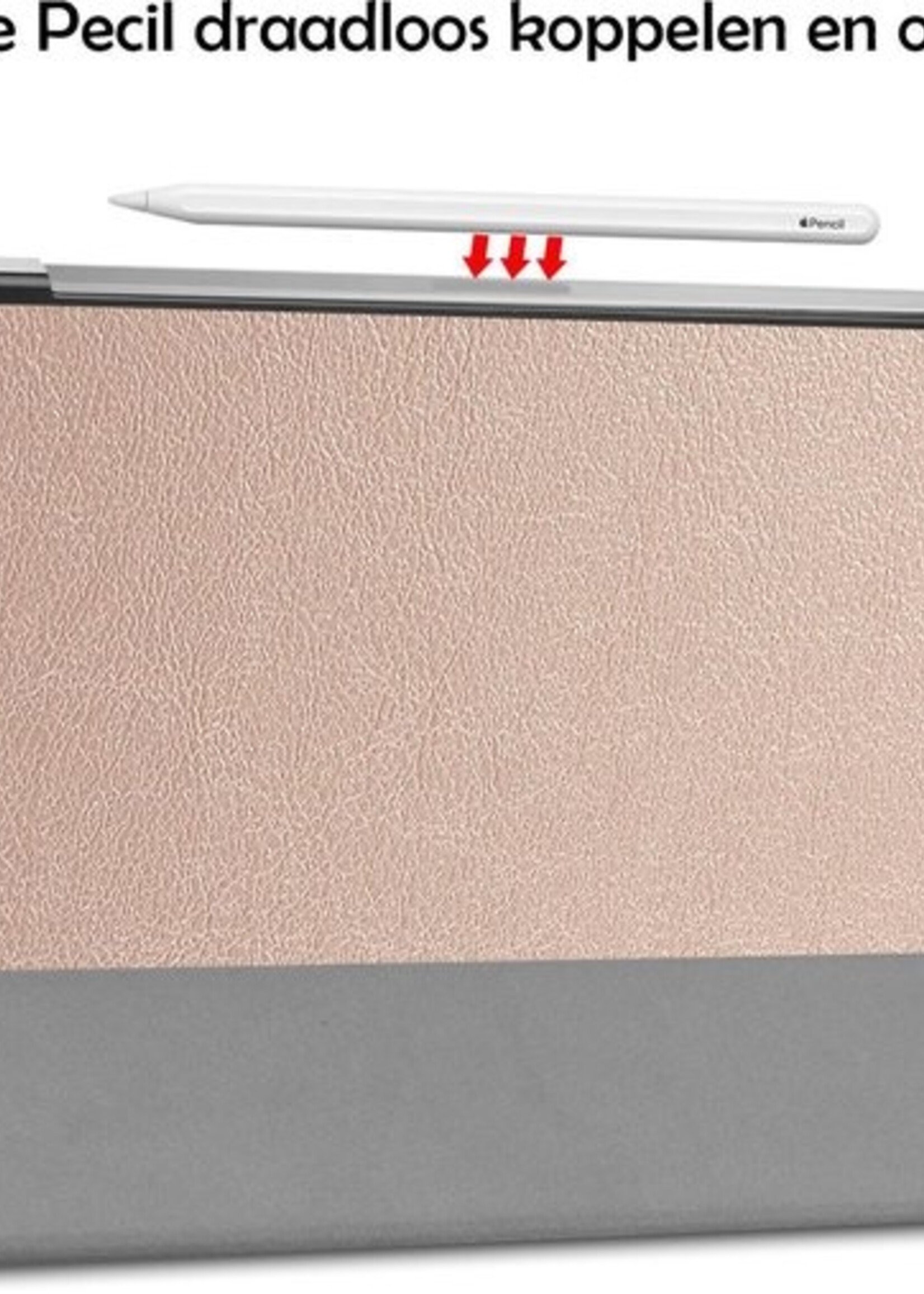 LUQ Hoes Geschikt voor iPad Pro 2021 (12,9 inch) Hoes Luxe Hoesje Book Case Met Screenprotector - Hoesje Geschikt voor iPad Pro 12,9 inch (2021) Hoes Cover - Rosé goud