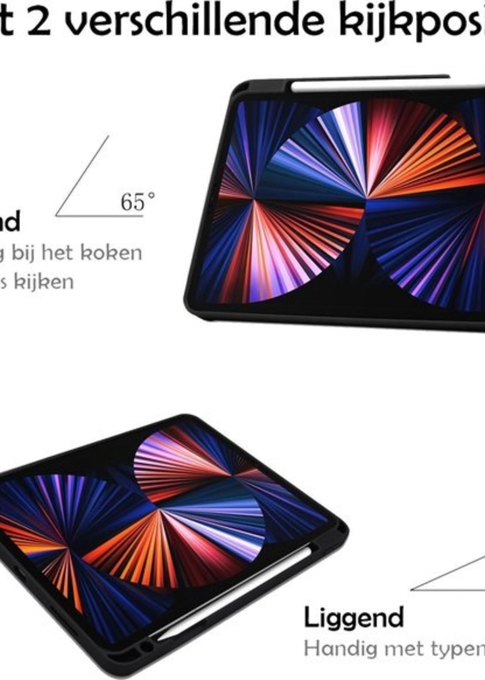 LUQ Hoes Geschikt voor iPad Pro 2021 (11 inch) Hoes Luxe Hoesje Case Met Uitsparing Geschikt voor Apple Pencil Met Screenprotector - Hoesje Geschikt voor iPad Pro 11 inch (2021) Hoes Cover - Paars
