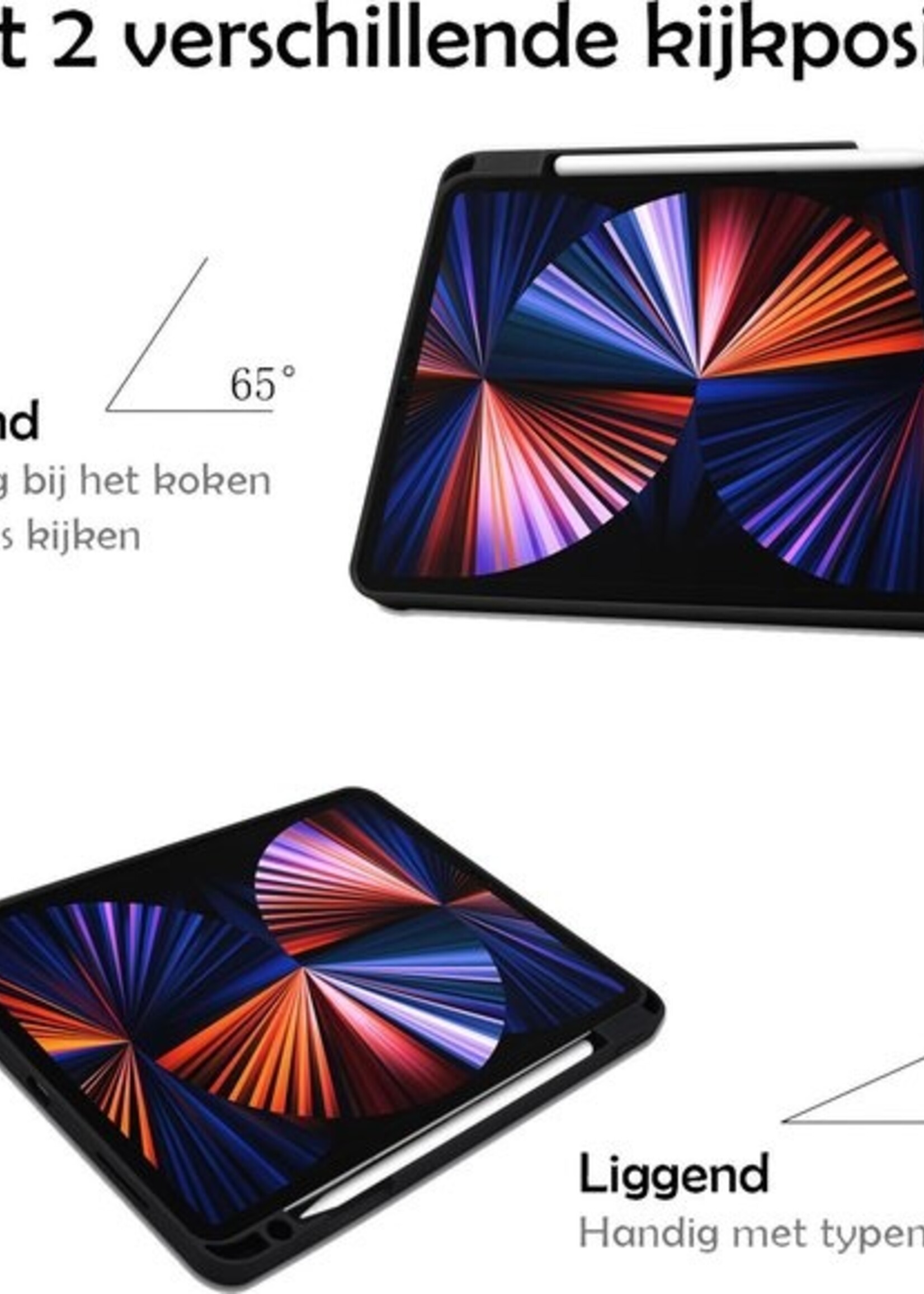 LUQ Hoes Geschikt voor iPad Pro 2021 (11 inch) Hoes Luxe Hoesje Case Met Uitsparing Geschikt voor Apple Pencil Met Screenprotector - Hoesje Geschikt voor iPad Pro 11 inch (2021) Hoes Cover - Lichtblauw