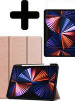 LUQ LUQ iPad Pro 11 inch (2021) Hoesje Met Apple Pencilhouder Met Screenprotector - Rose Goud