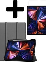 LUQ LUQ iPad Pro 11 inch (2021) Hoesje Met Apple Pencilhouder Met Screenprotector - Grijs