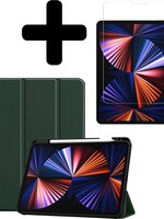 LUQ LUQ iPad Pro 11 inch (2021) Hoesje Met Apple Pencilhouder Met Screenprotector - Donkergroen