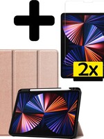 LUQ LUQ iPad Pro 11 inch (2021) Hoesje Met Apple Pencilhouder Met 2x Screenprotector - Rose Goud