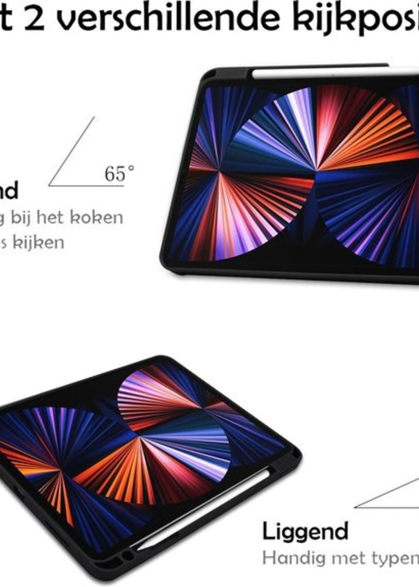 LUQ Hoes Geschikt voor iPad Pro 2021 (11 inch) Hoes Luxe Hoesje Case Met Uitsparing Geschikt voor Apple Pencil Met Screenprotector - Hoesje Geschikt voor iPad Pro 11 inch (2021) Hoes Cover - Grijs