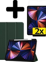 LUQ LUQ iPad Pro 11 inch (2021) Hoesje Met Apple Pencilhouder Met 2x Screenprotector - Donkergroen