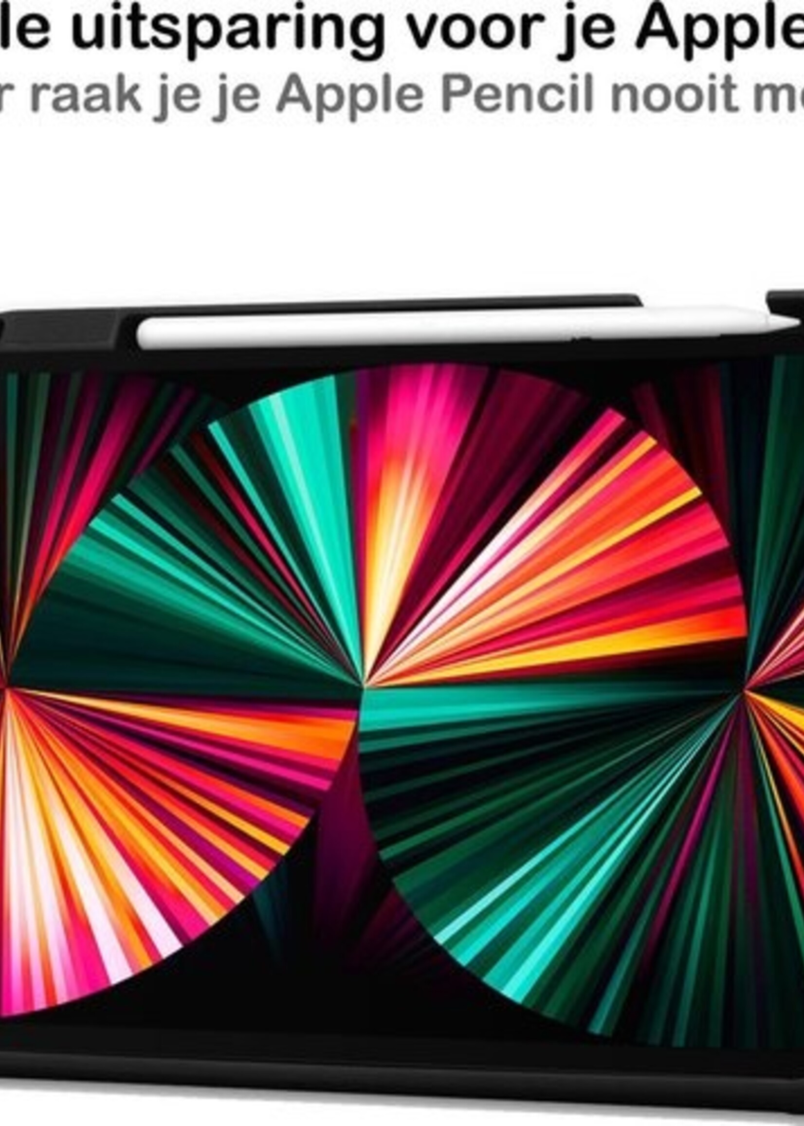 LUQ Hoes Geschikt voor iPad Pro 2021 (12,9 inch) Hoes Luxe Hoesje Case Met Uitsparing Geschikt voor Apple Pencil Met Screenprotector - Hoesje Geschikt voor iPad Pro 12,9 inch (2021) Hoes Cover - Donkerblauw