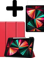 LUQ LUQ iPad Pro 12.9 inch (2021) Hoesje Met Screenprotector En Pencil Houder - Rood