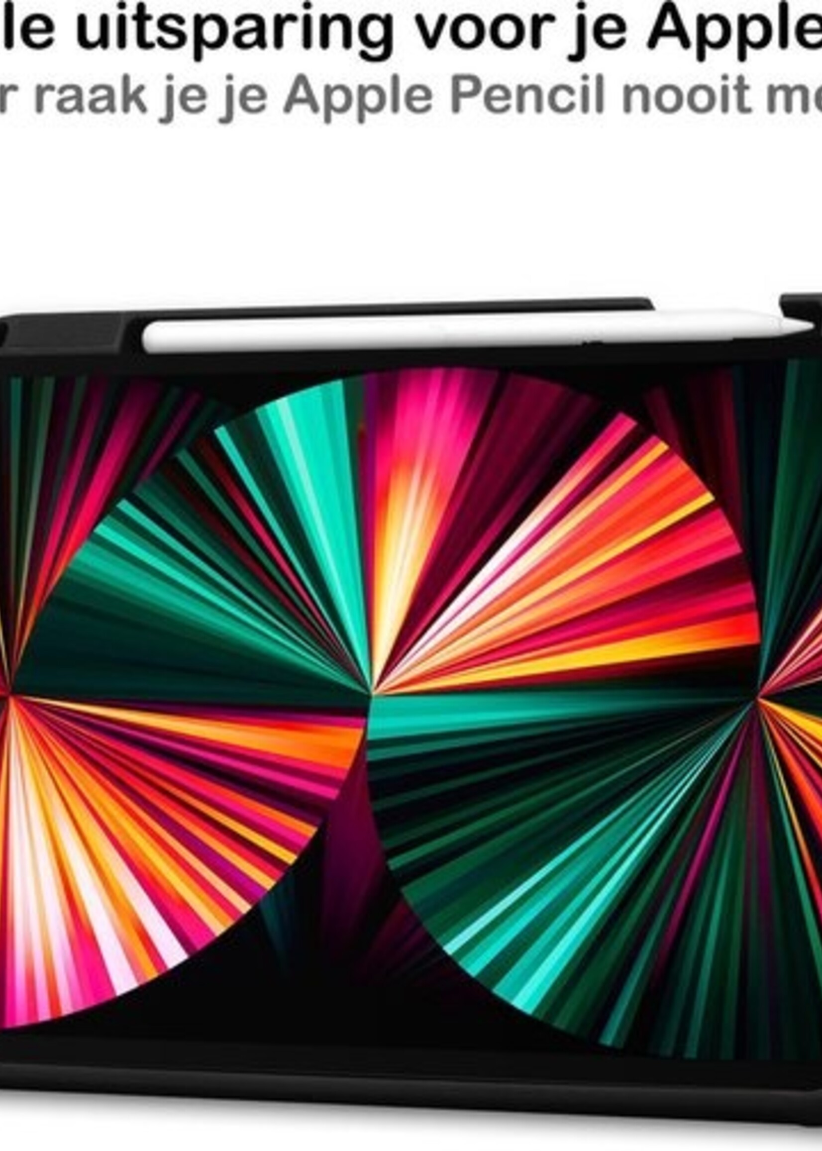 LUQ Hoes Geschikt voor iPad Pro 2021 (12,9 inch) Hoes Luxe Hoesje Case Met Uitsparing Geschikt voor Apple Pencil Met Screenprotector - Hoesje Geschikt voor iPad Pro 12,9 inch (2021) Hoes Cover - Rood