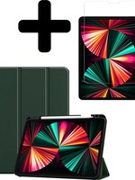 LUQ LUQ iPad Pro 12.9 inch (2021) Hoesje Met Screenprotector En Pencil Houder - Donkergroen