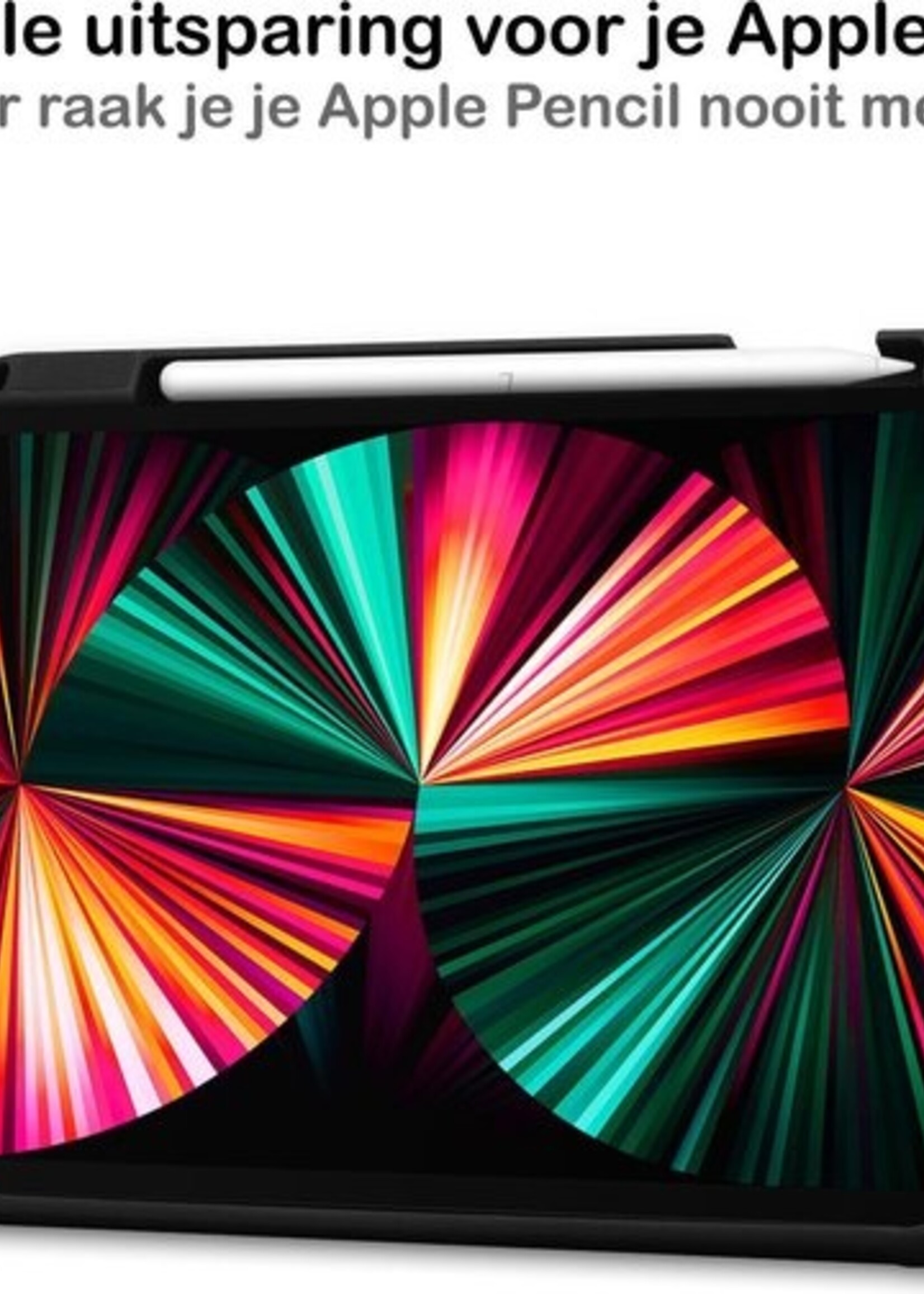 LUQ Hoes Geschikt voor iPad Pro 2021 (12,9 inch) Hoes Luxe Hoesje Case Met Uitsparing Geschikt voor Apple Pencil Met Screenprotector - Hoesje Geschikt voor iPad Pro 12,9 inch (2021) Hoes Cover - Zwart