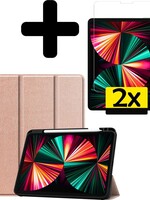 LUQ LUQ iPad Pro 12.9 inch (2021) Hoesje Met 2x Screenprotector En Pencil Houder - Rose Goud