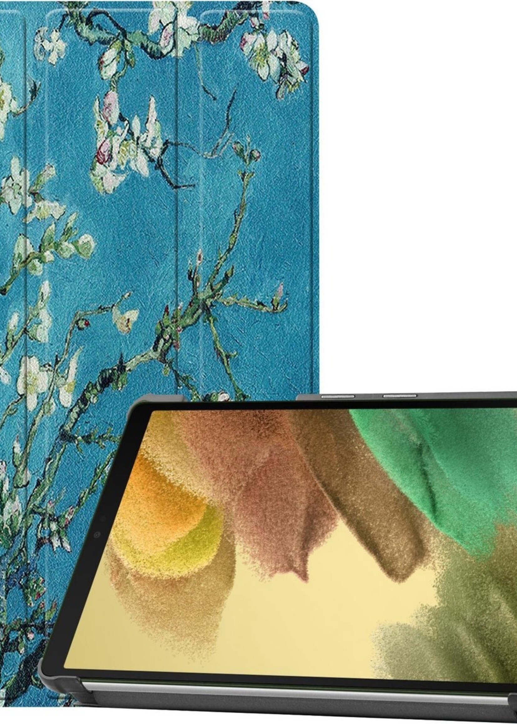 LUQ Hoes Geschikt voor Samsung Galaxy Tab A7 Lite Hoes Luxe Hoesje Book Case - Hoesje Geschikt voor Samsung Tab A7 Lite Hoes Cover - Bloesem