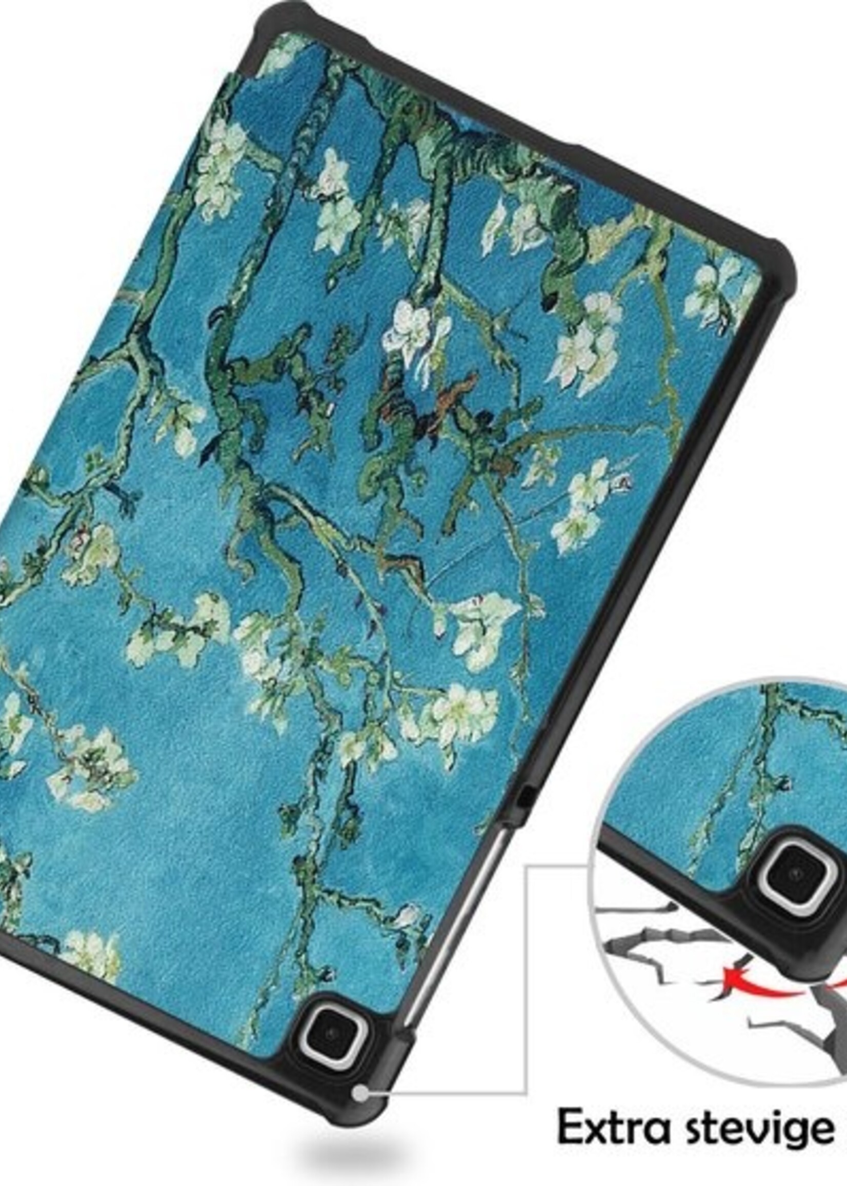LUQ Hoes Geschikt voor Samsung Galaxy Tab A7 Lite Hoes Luxe Hoesje Book Case - Hoesje Geschikt voor Samsung Tab A7 Lite Hoes Cover - Bloesem